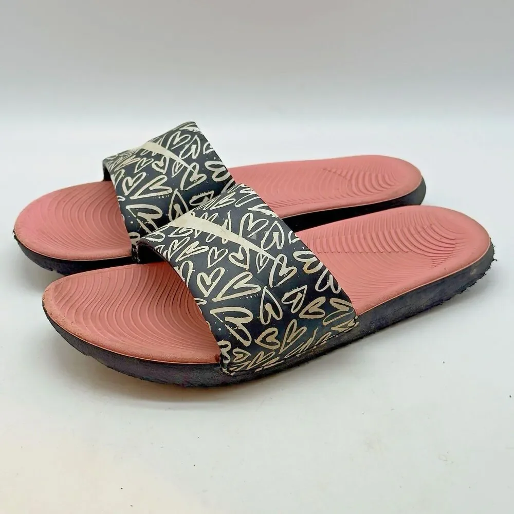 Nike Kawa Heart Doodles Slides Youth 6 - EU 38.5 - Women 7.5 Pink Black White